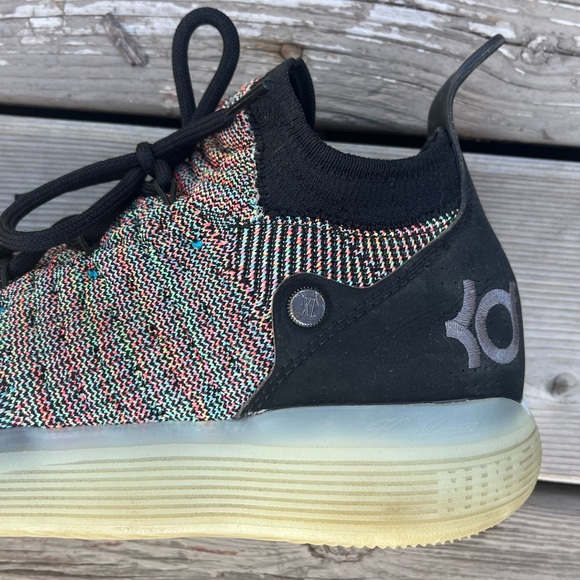 Men's Nike Zoom KD 11 EP Athletic Sneaker Shoes Multi Color Rainbow Knit Size 12 - Picture 9 of 13